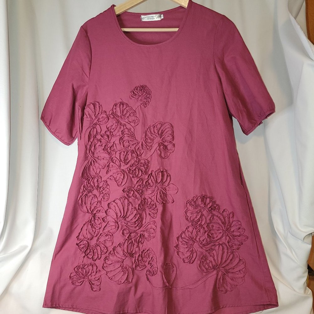 Depending on the horizon Embellished Tunic/Dress - pockets - Mauve - Size Med -